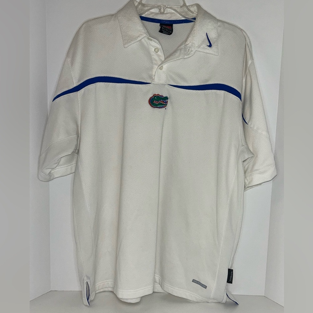 Nike‎ mens Gators White short sleeve Polo Shirt sphere dry size Large